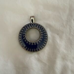 Premier Designs Navy and Silver/ Orange and Gold Circular Pendant
